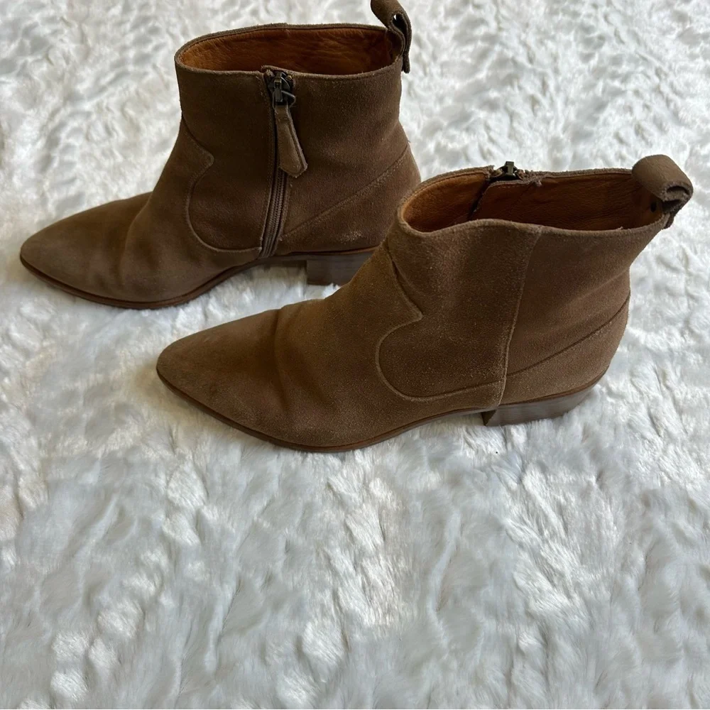 Veronica Beard Tanner Suede Leather Zip Ankle Boot Size 37.5 US 6.5
